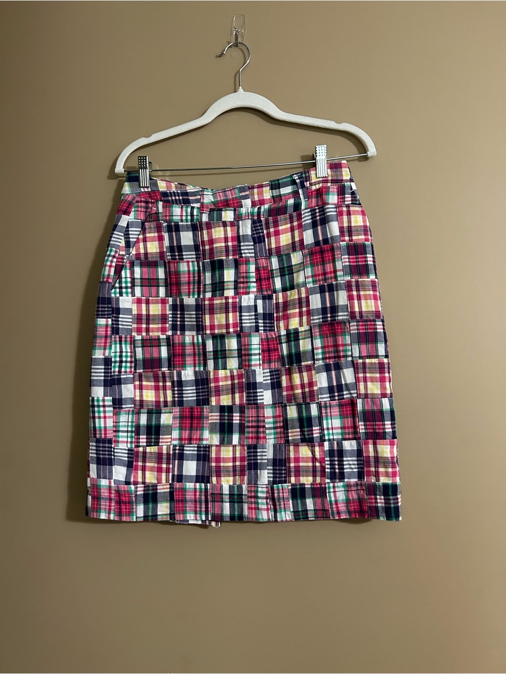 Brooks Brothers Plaid Patchwork Midi Skirt in Pink Multi